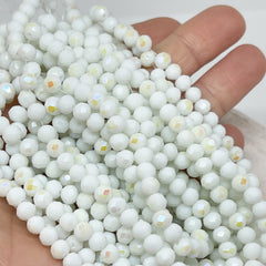 Kristallperlen 6mm 88 St., Glasschliffperlen Weiß, facettierte Perlen, Weiße Glasperlen 6mm